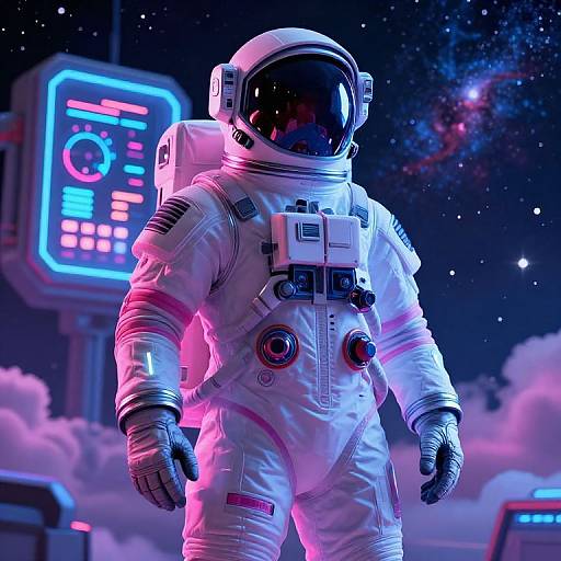 Neon Futuristic Astronaut in Space