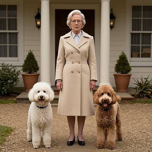 Retrofuturistic Woman with Poodles
