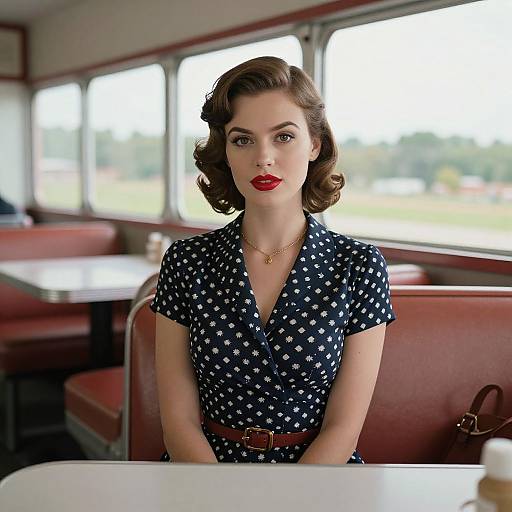 Elegant Woman in Vintage Diner