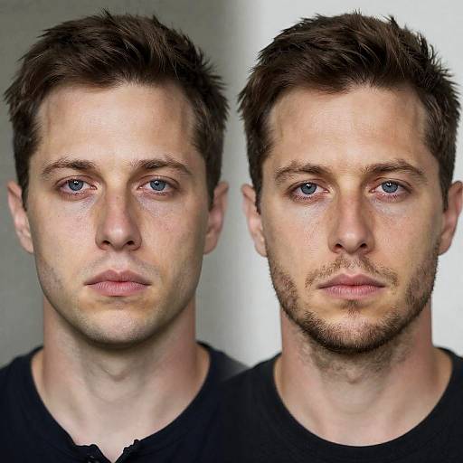 Close-Up Portrait of Two Serious Men