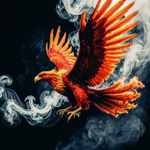 Fiery Phoenix in Smoke Art