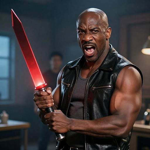 Intense Portrait of a Muscular Man