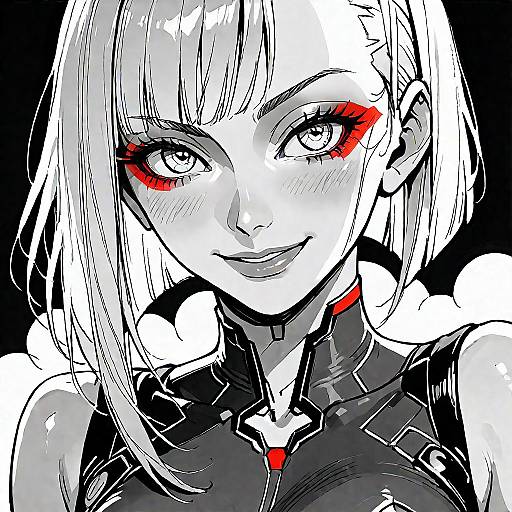 Cyberpunk Girl Sketch in Monochrome