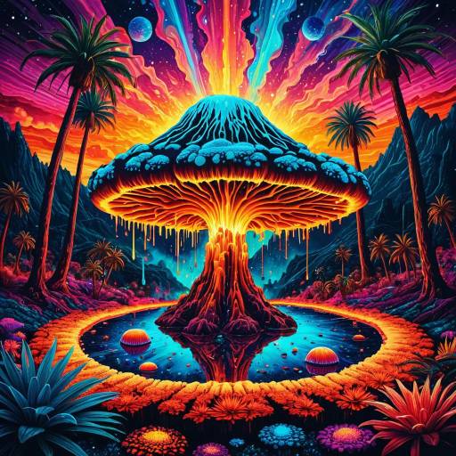 Psychedelic Mushroom Forest on Bismuth Planet Psychedelic Mushroom Forest on Bismuth Planet