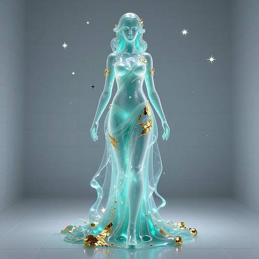 Ethereal Turquoise Woman with Gold Accents