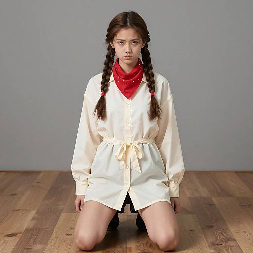 Serious young Asian woman in costume