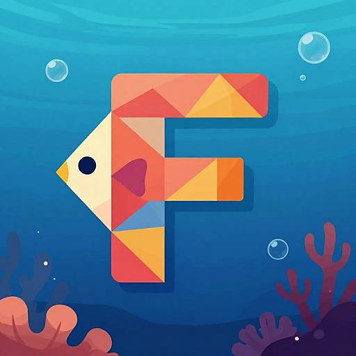 Abstract Geometric Fish Letter F