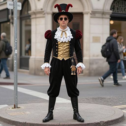 Man in Theatrical Costume on Street