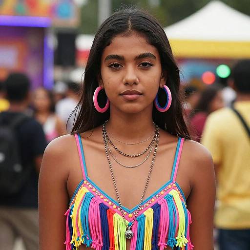 Confident Woman in Vibrant Festival Attire