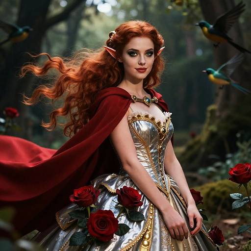 Enchanted Elf in Red Ballgown