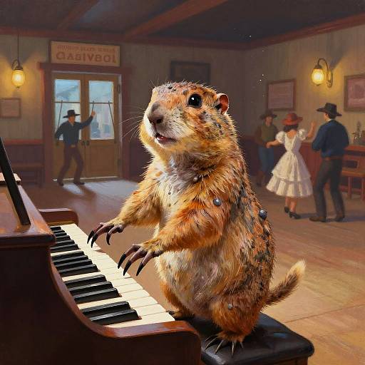 Anthropomorphic Prairie Dog Saloon Pianist