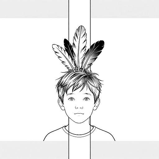 Minimalist Monoline Boy Portrait