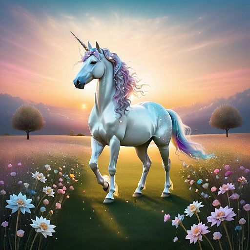 Mystical Unicorn in a Dreamlike Landscape