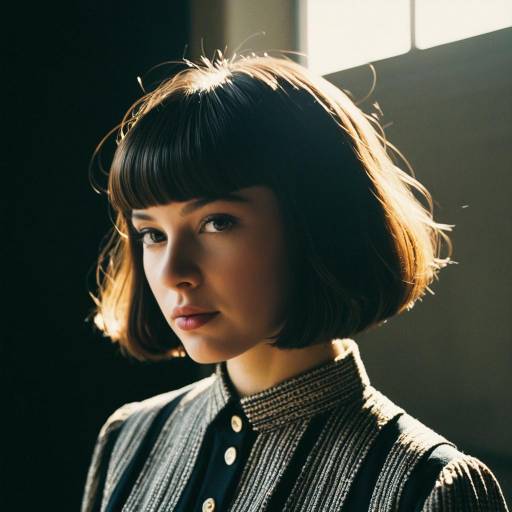 Woman with Graduated Bob Hairstyle in Vintage Outfit