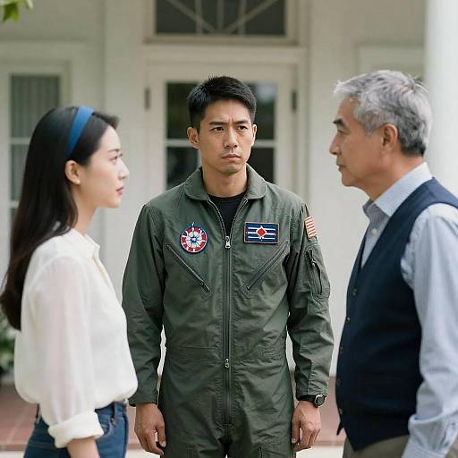 Three Figures Outside a White House