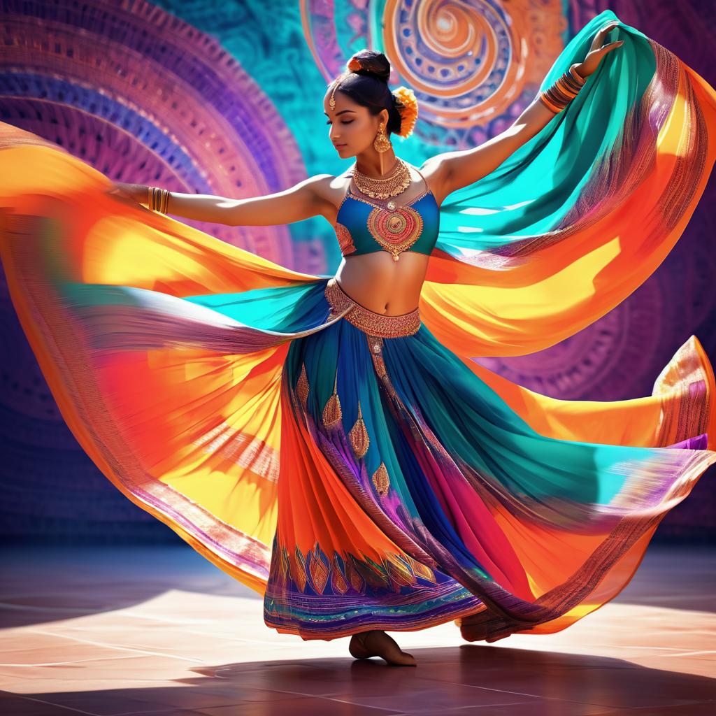 Vibrant Abstract Dancer in Indian Style