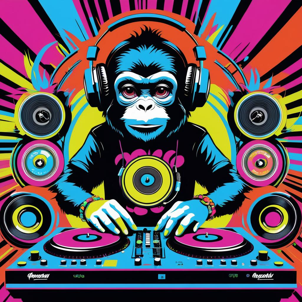 Funky Monkey DJ in Retro Nightclub