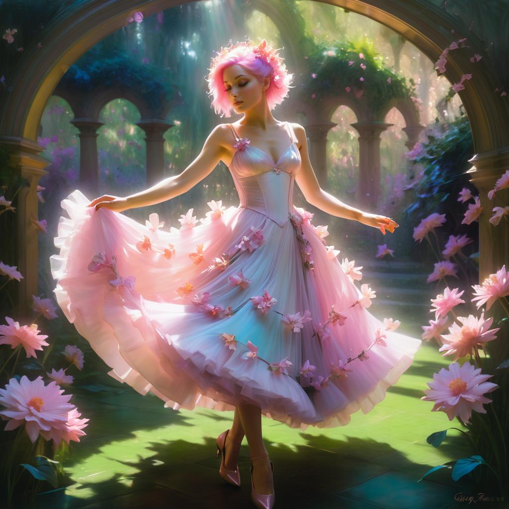 Whimsical Fairy Dancing in Enchanted Garden