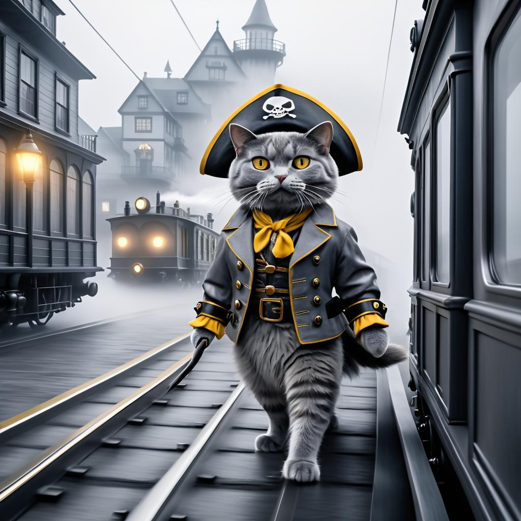 Pirate Cat on a Train Adventure