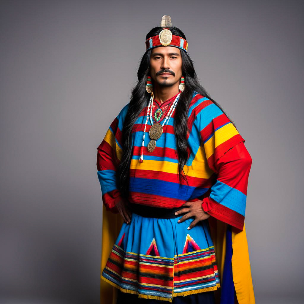 Intense Ritual Performer in Incan Attire