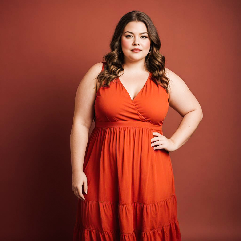 Shy Plus-Size Woman in Sundress