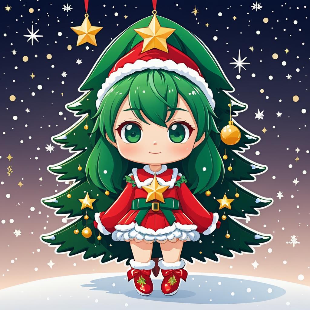 Chibi Christmas Tree Anime Character