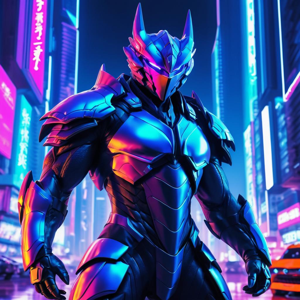 Futuristic Muscular Dragon Fursona Portrait