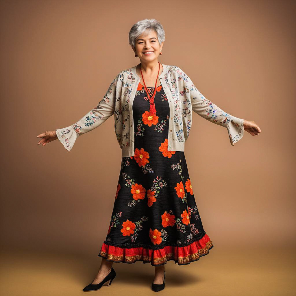 Joyful Elderly Woman at San Fermín Festival