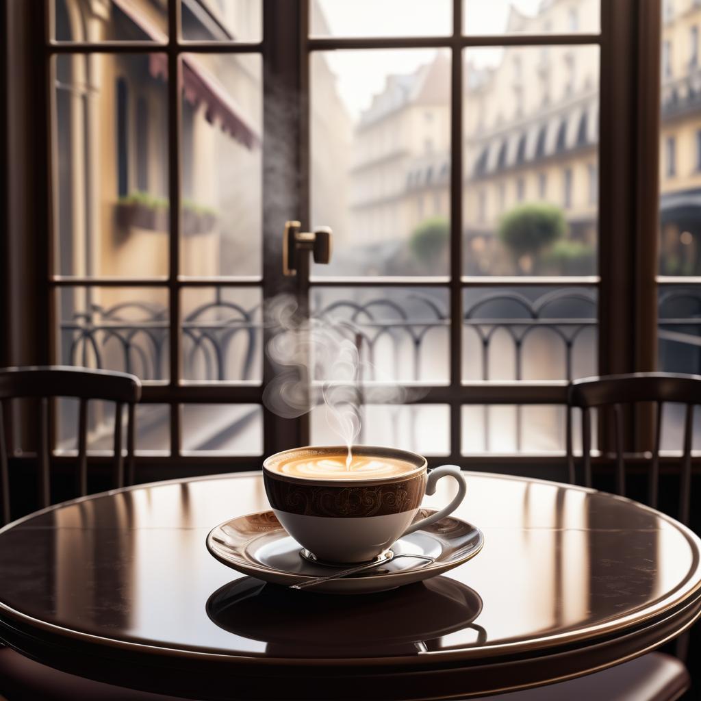 Serene Coffee Scene in a Café Setting