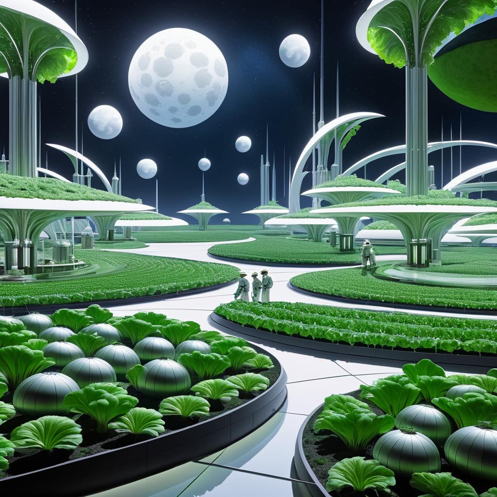 Futuristic Lunar Farmers in Hydroponics