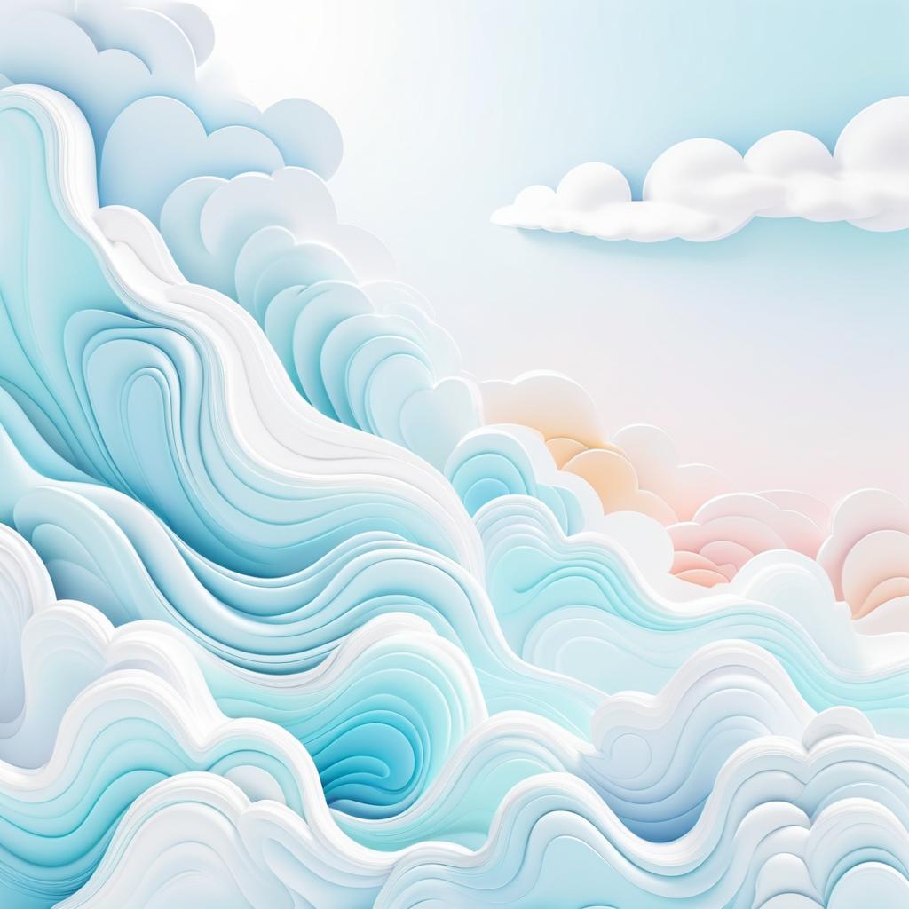 Soft Colored Fabric Design with Clouds