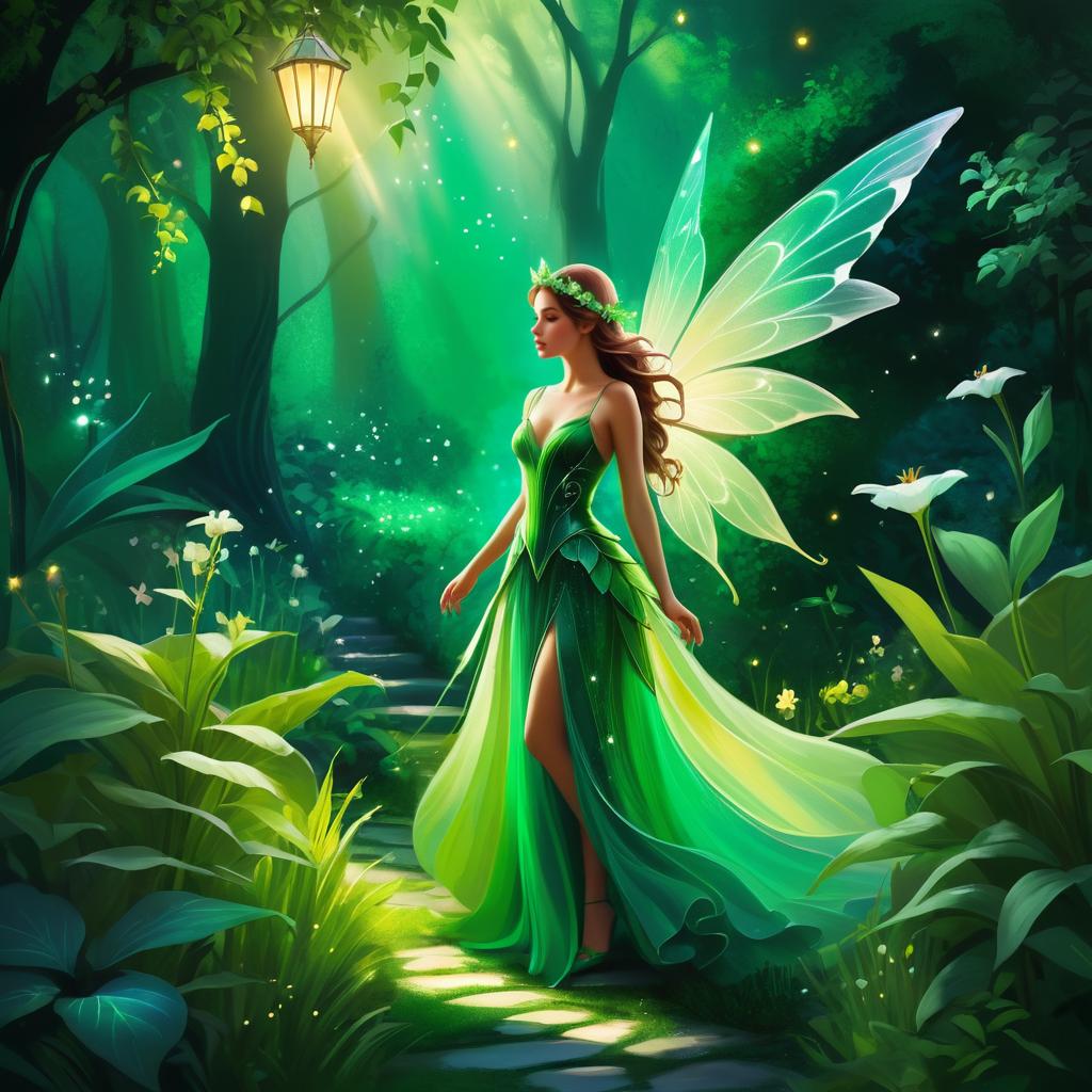 Fairy in a Magical Garden Scene