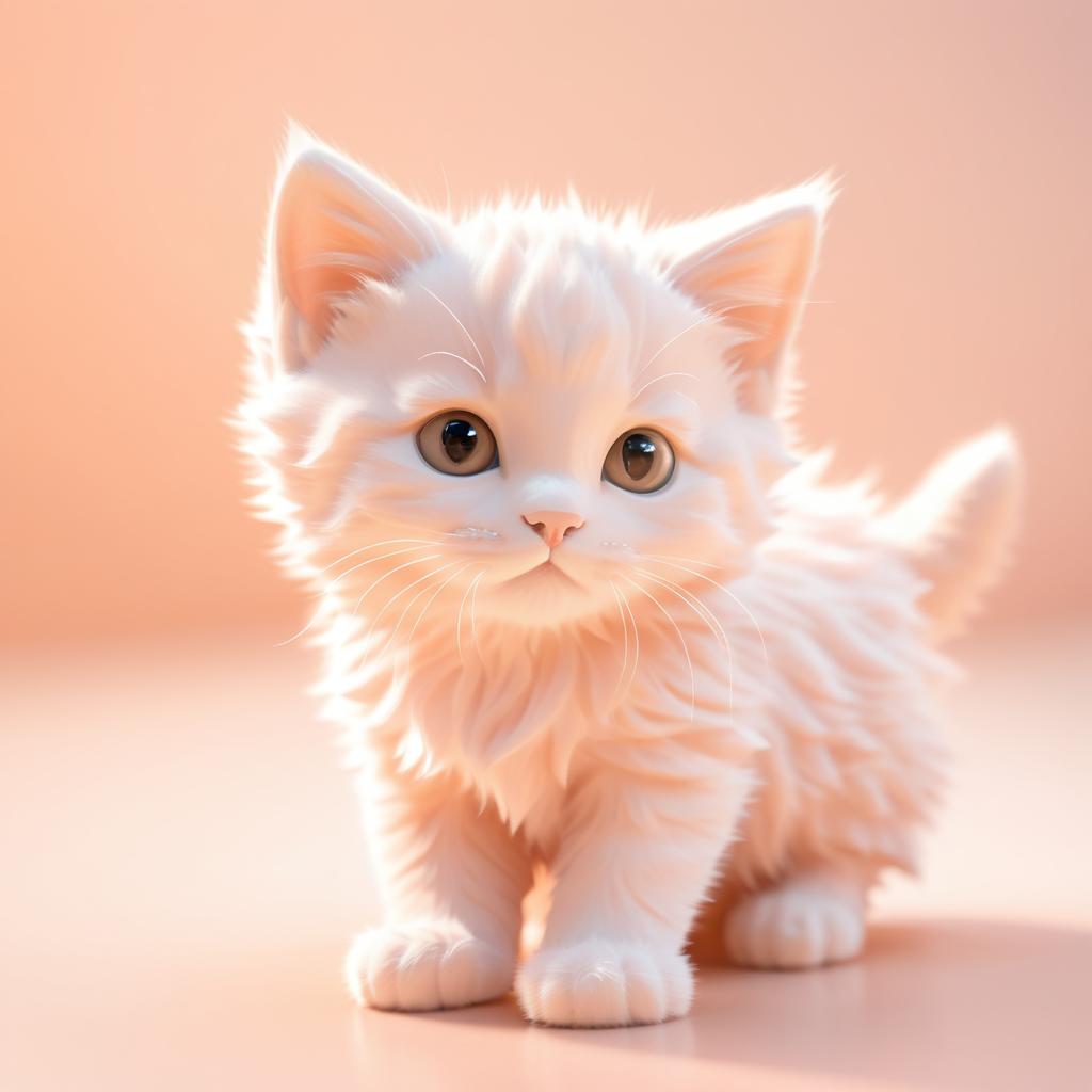 Playful Kitten in Soft Peach Tones