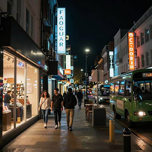 Vibrant Neon City Street Night