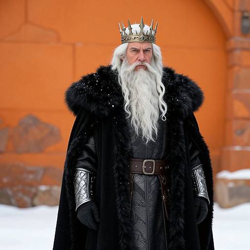 Regal Fantasy King in Winter Scene