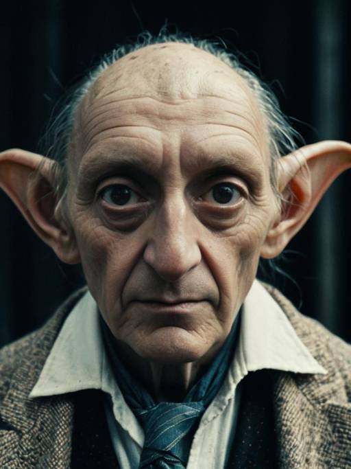 Close-Up Portrait of Dobby Costume Face Swap