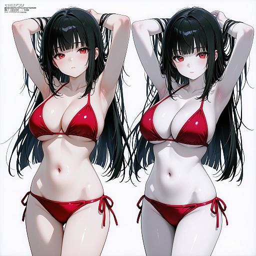 High-Resolution Red Bikini Girl