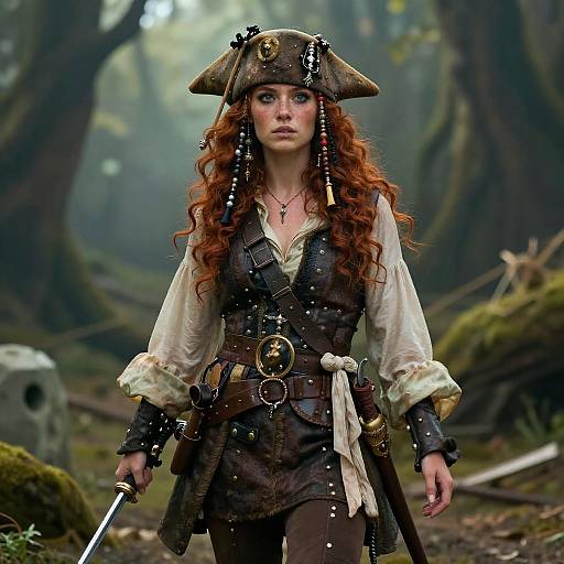 Stunning Pirate Woman in Fantasy Landscape