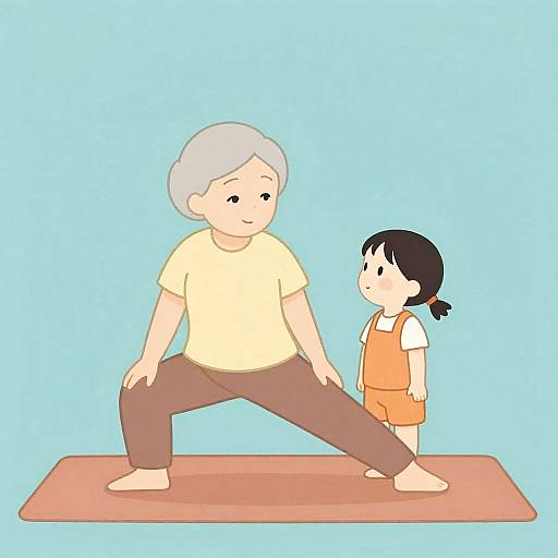 Grandmother and Granddaughter Yoga Conversation