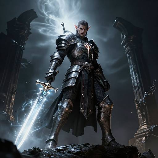 Drow Paladin on Ancient Ruins