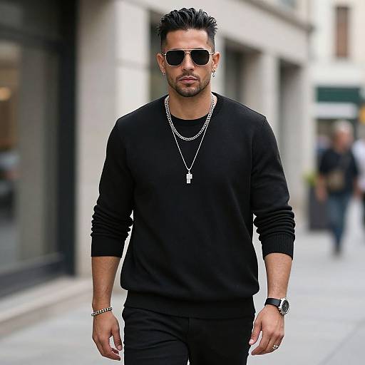 Stylish Man in Urban Black Outfit
