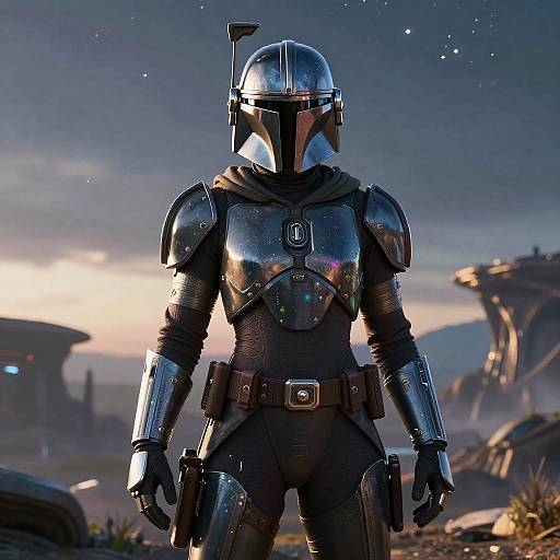 Futuristic Female Mandalorian Warrior