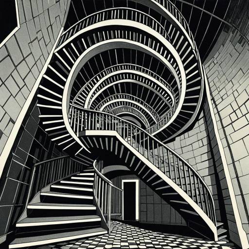 Recursive Spiral Staircase in Graphic Novel Style
