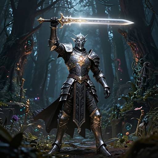 Drow Paladin in Enchanted Forest