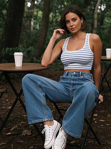 Stylish Woman in Forest Bistro Scene