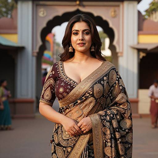 Elegant Maharashtrian Woman at Temple