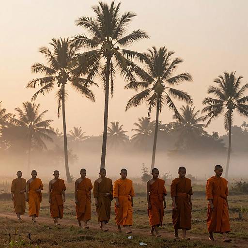 Tranquil Morning with Buddhist Monks