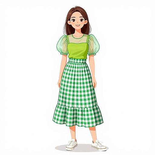 Smiling Woman in Green Street Style