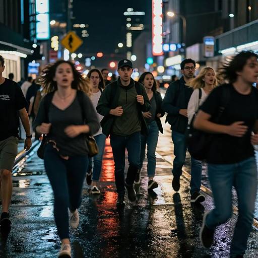 Frantic Neon-Lit City Night