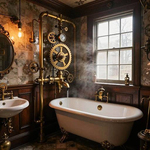 Victorian Steampunk Bathroom Interior